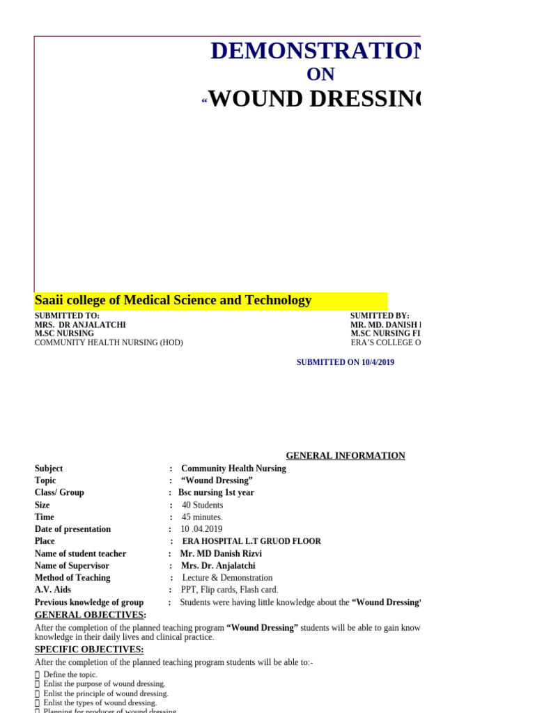 Wound Dressing Techniques and Equipment | PDF | Wound