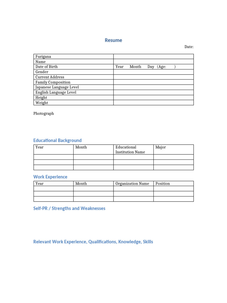 Japanese Resume Format Guide | PDF