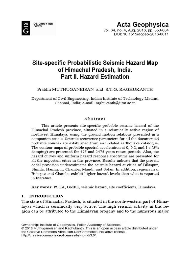 Site Specific Probabilistic Seismic Haza | PDF | Moment Magnitude Scale ...