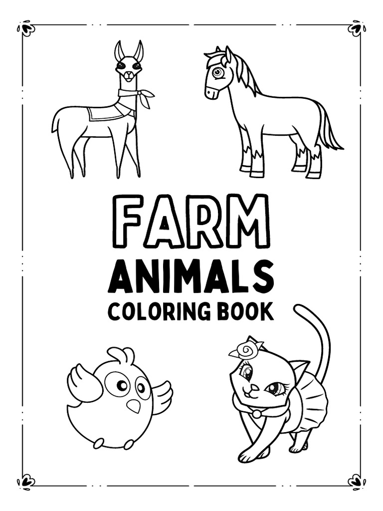 Black White Clean Farm Animals Coloring Worksheet Set.pdf PDF