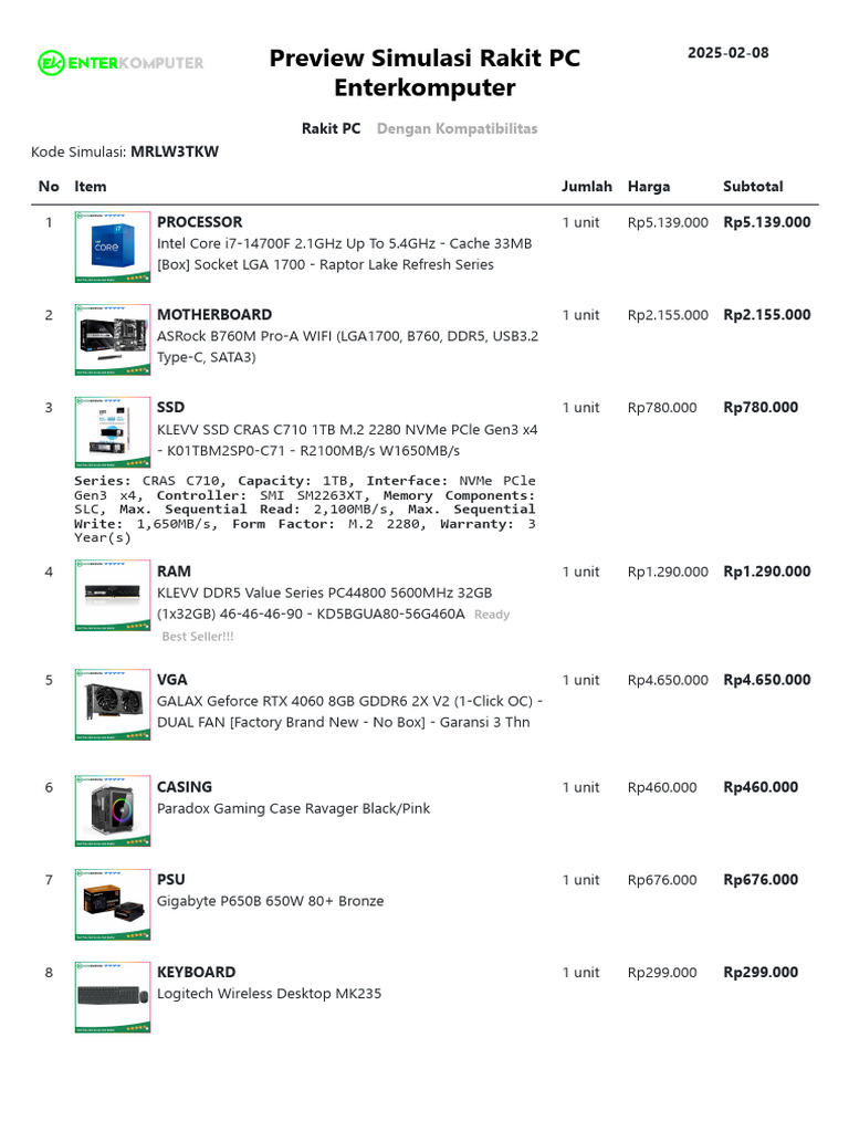 Simulasi - Rakit PC - Enterkomputer Jual Beli Online Komputer, Rakit PC ...