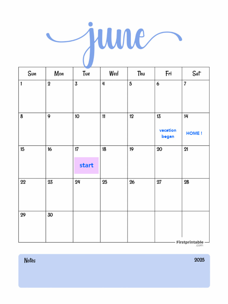 Printable June Calendar 2025 Template 04 Firstprintable Com | PDF