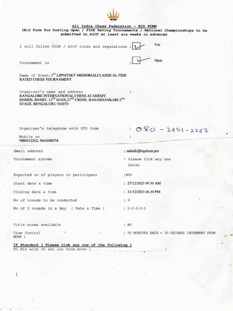 AICF Bid Form Lipnitsky | PDF