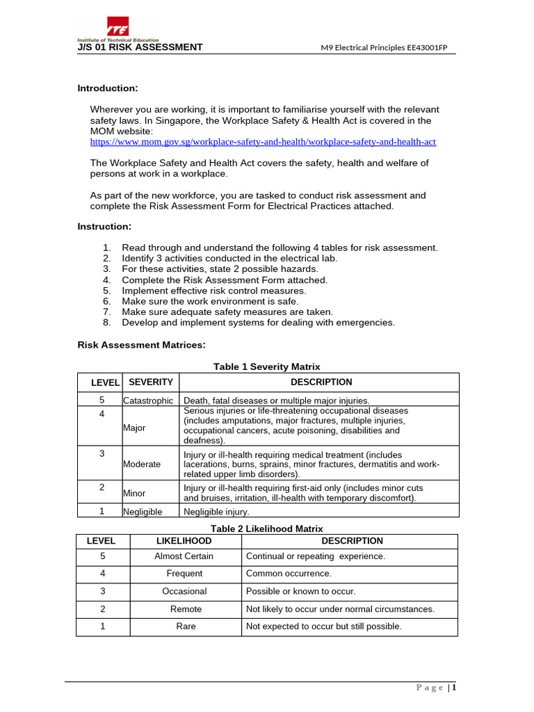 Electrical Lab Risk Assessment Guide | PDF | Risk | Risk Assessment
