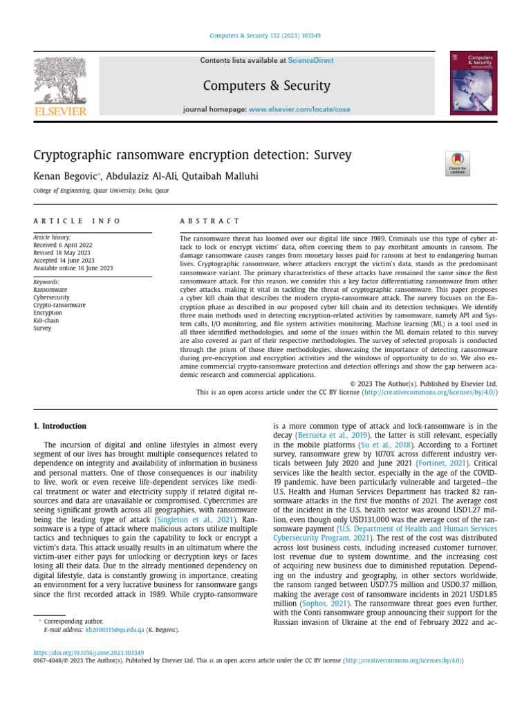 Ransomware Encryption Detection Survey | PDF | Ransomware | Encryption