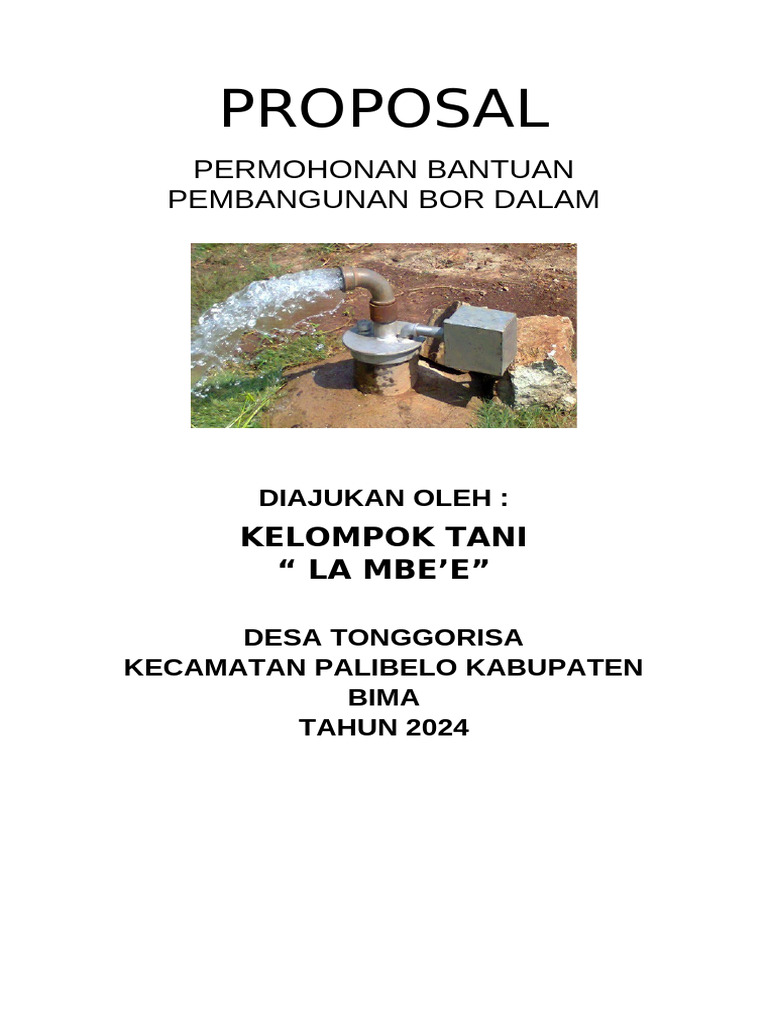 Proposal Bantuan Bor Dalam Pertanian Bima | PDF