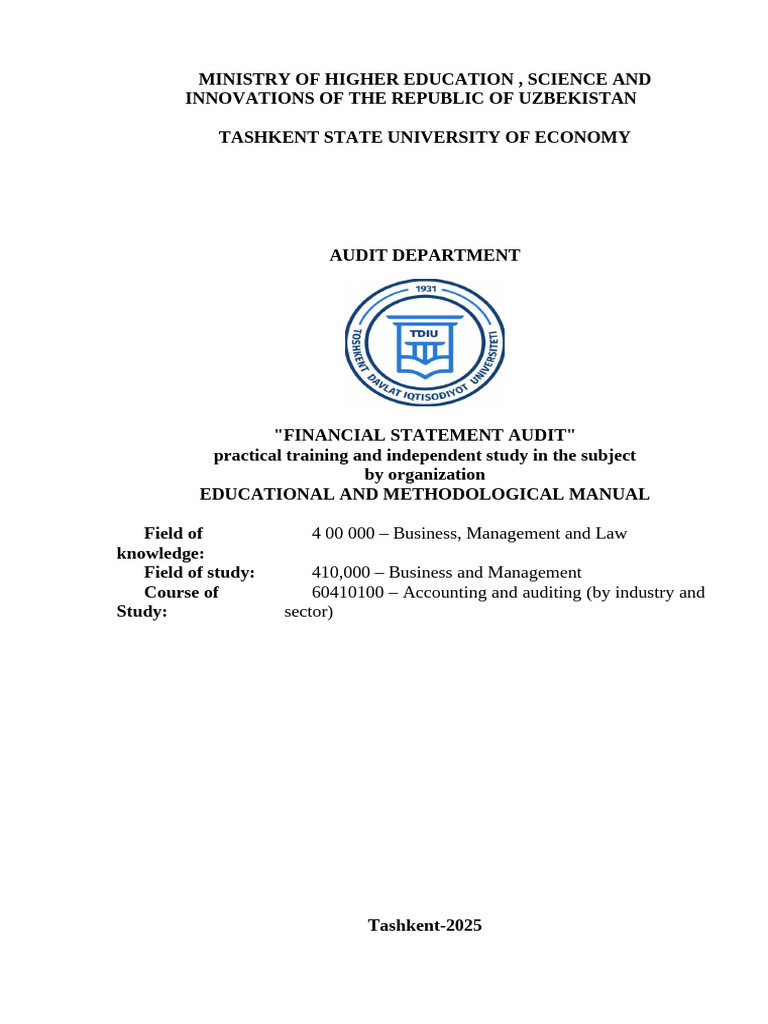 Financial Statement Audit Manual | PDF | Audit | Debits And Credits