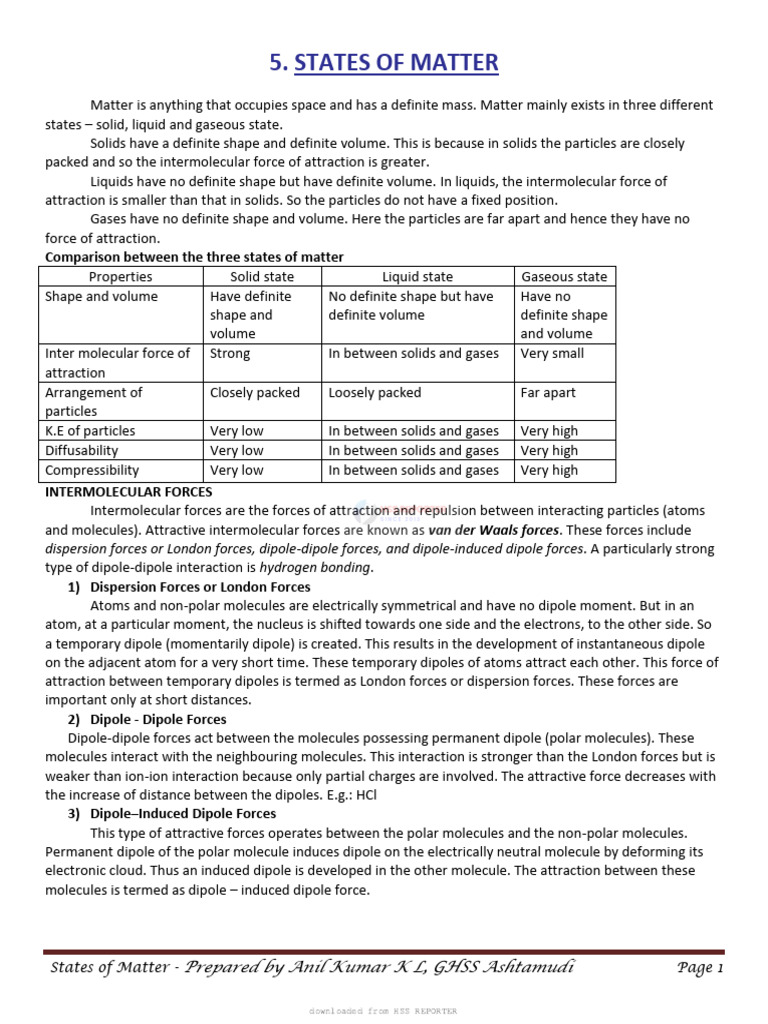 Understanding States of Matter and Gas Laws | PDF | Intermolecular ...