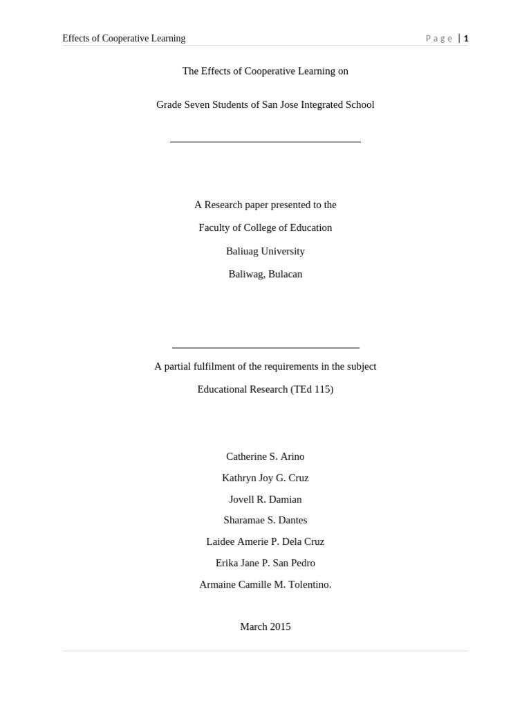 Effects of The Cooperative Learning | PDF | Survey Methodology | Likert ...