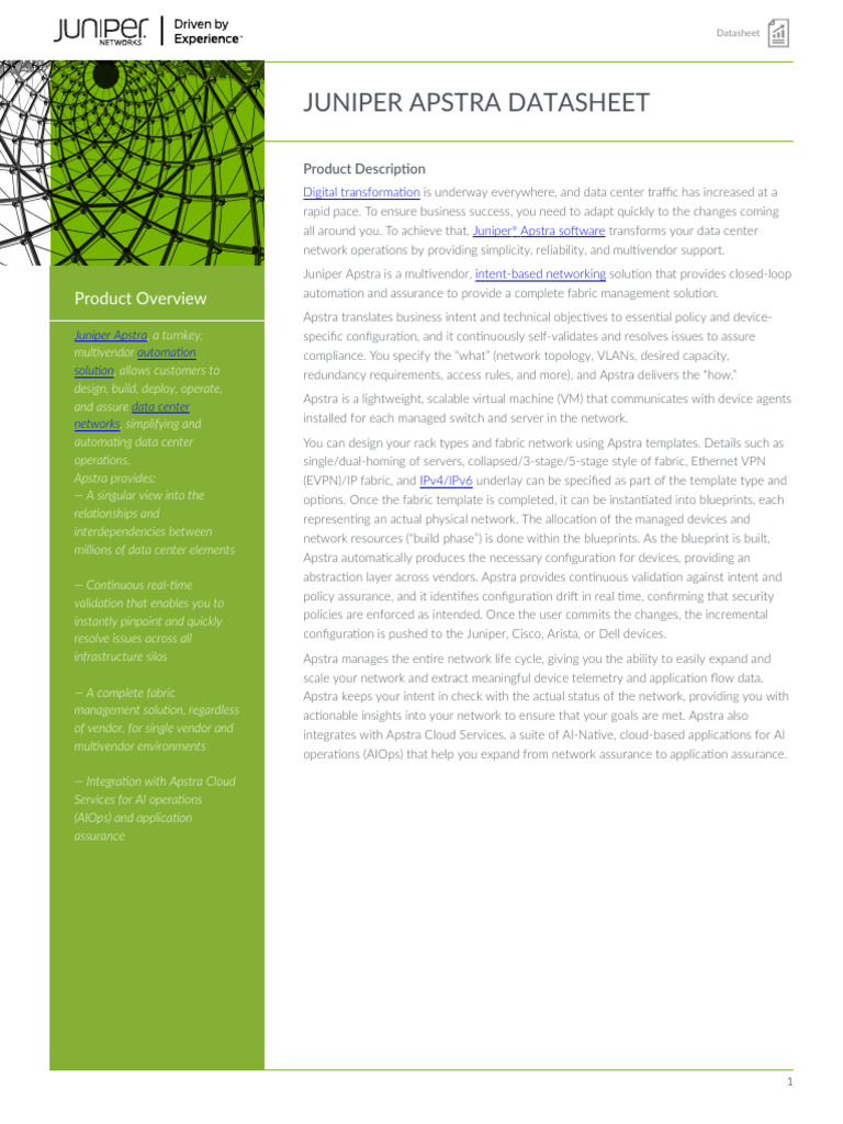 Apstra Solution Datasheet | PDF | Computer Network | Cloud Computing