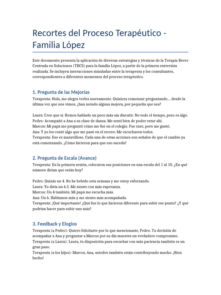 Recortes Proceso Terapeutico - Familia López | PDF