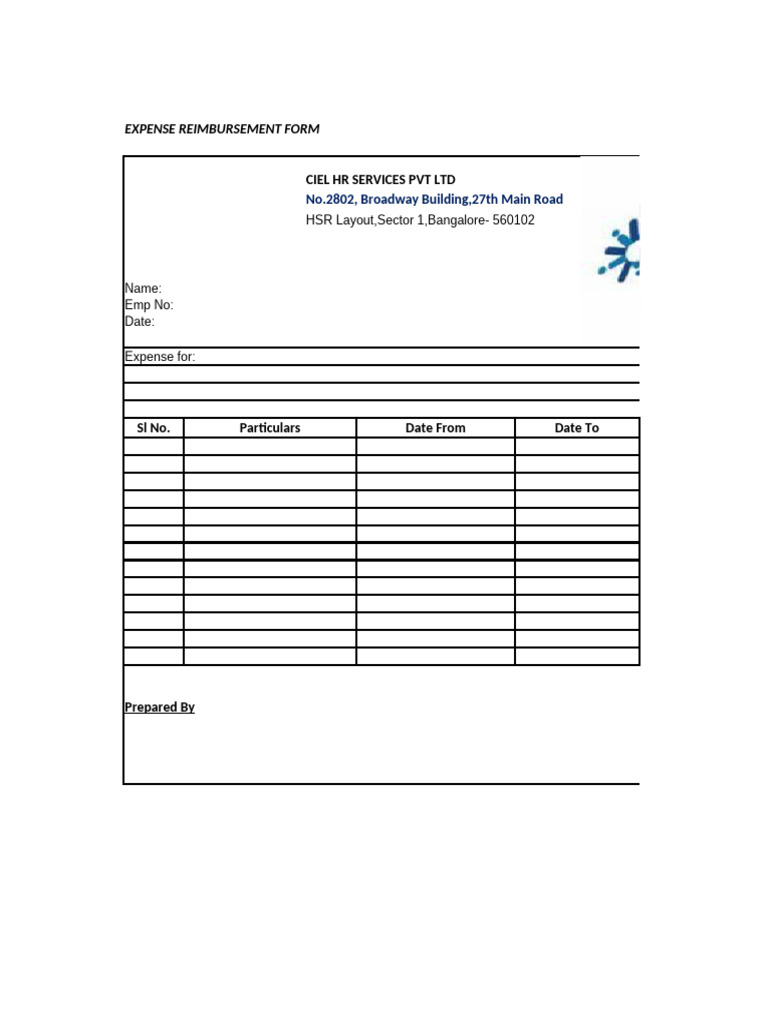 Expense Reimbursement Form Template | PDF
