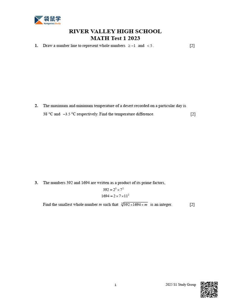 2023 Math Test Questions & Solutions | PDF | Numbers | Prime Number