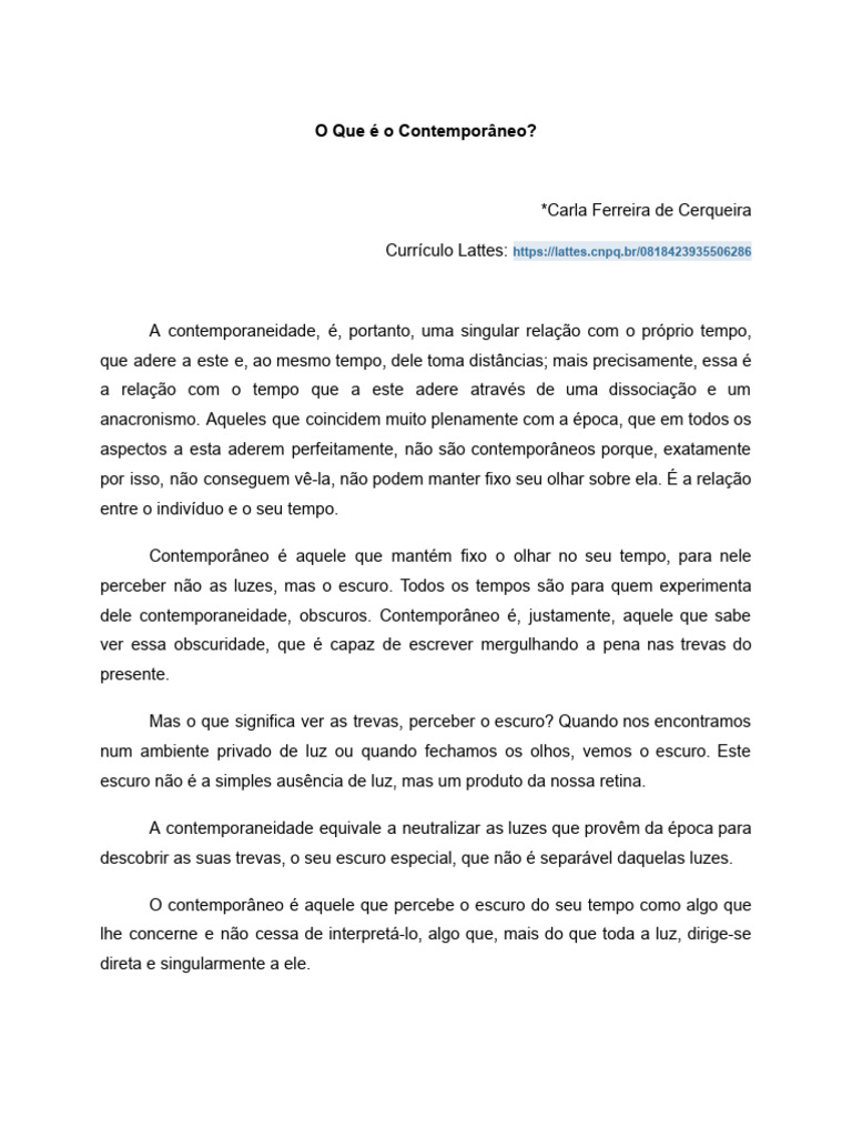 O Que é Ser Contemporâneo? | PDF | Tempo