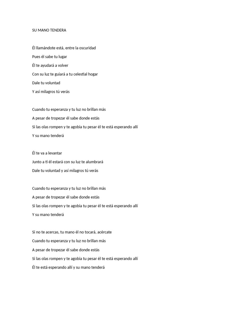 Su Mano Tenderá: Letra y Mensaje | PDF