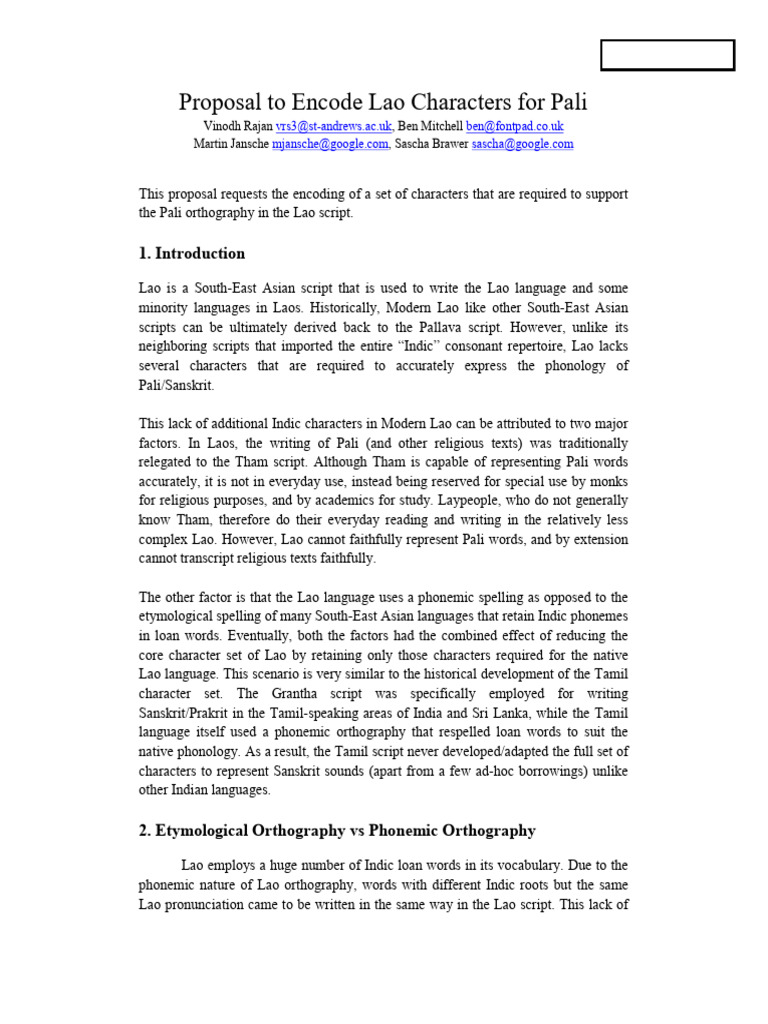 Encoding Lao for Pali Orthography | PDF | Pali | Languages