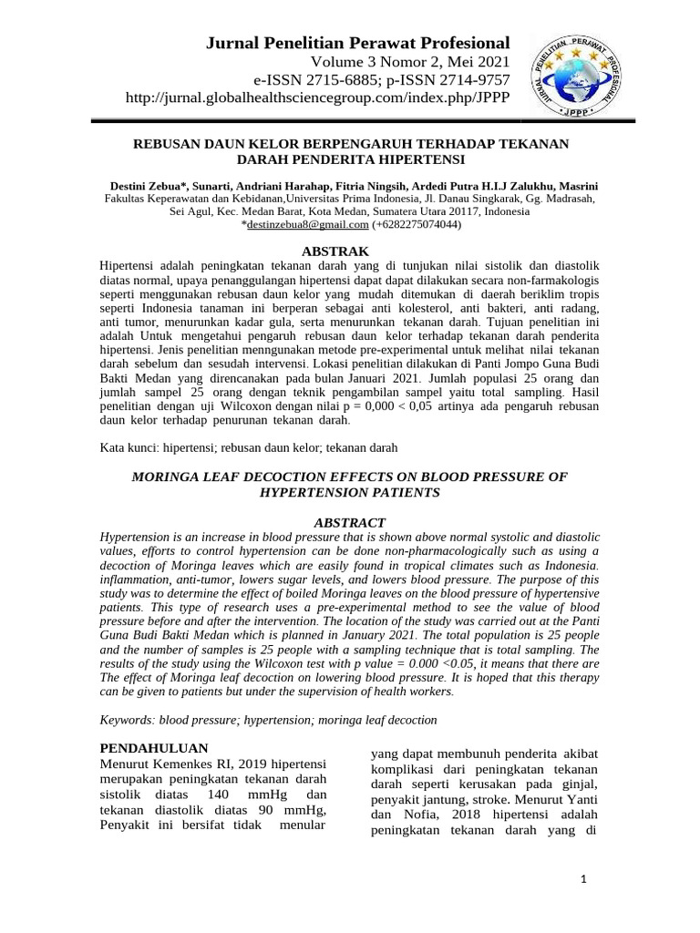 Jurnal Penelitian Perawat Profesional: Volume 3 Nomor 2, Mei 2021 e ...
