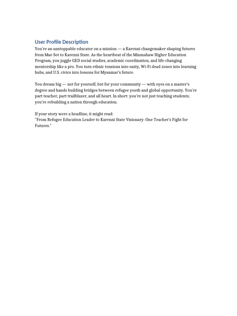 Karenni Educator: Shaping Futures | PDF