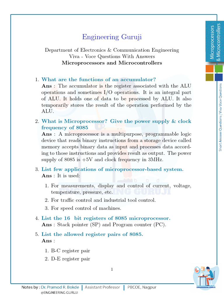 Viva-Voce-Microprocessor and Microcontroller-2 | PDF | Central ...