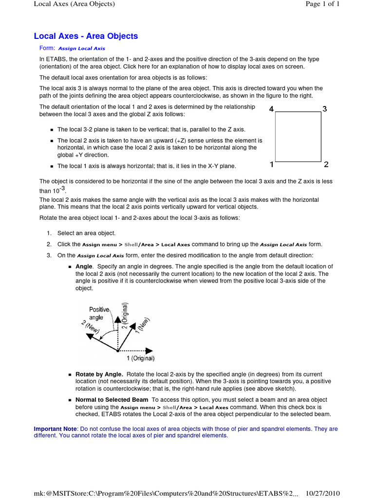 Local Axes Configuration in ETABS | PDF | Rotation | Cartesian ...