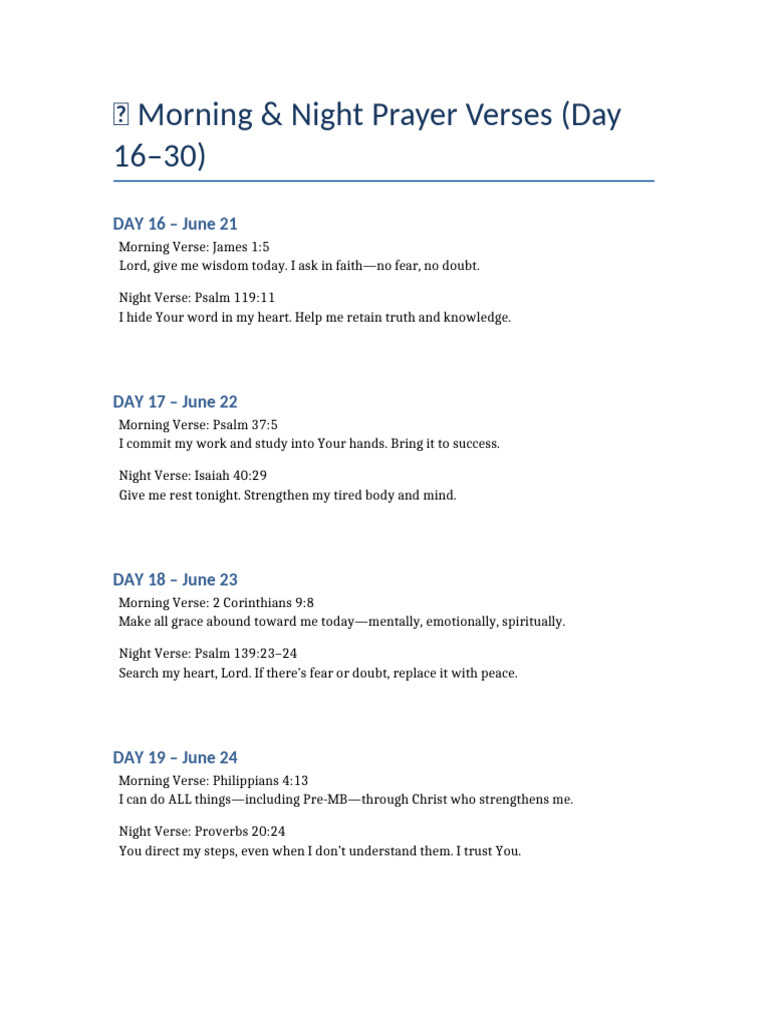Morning & Night Prayer Verses Guide | PDF | Book Of Proverbs | Wisdom