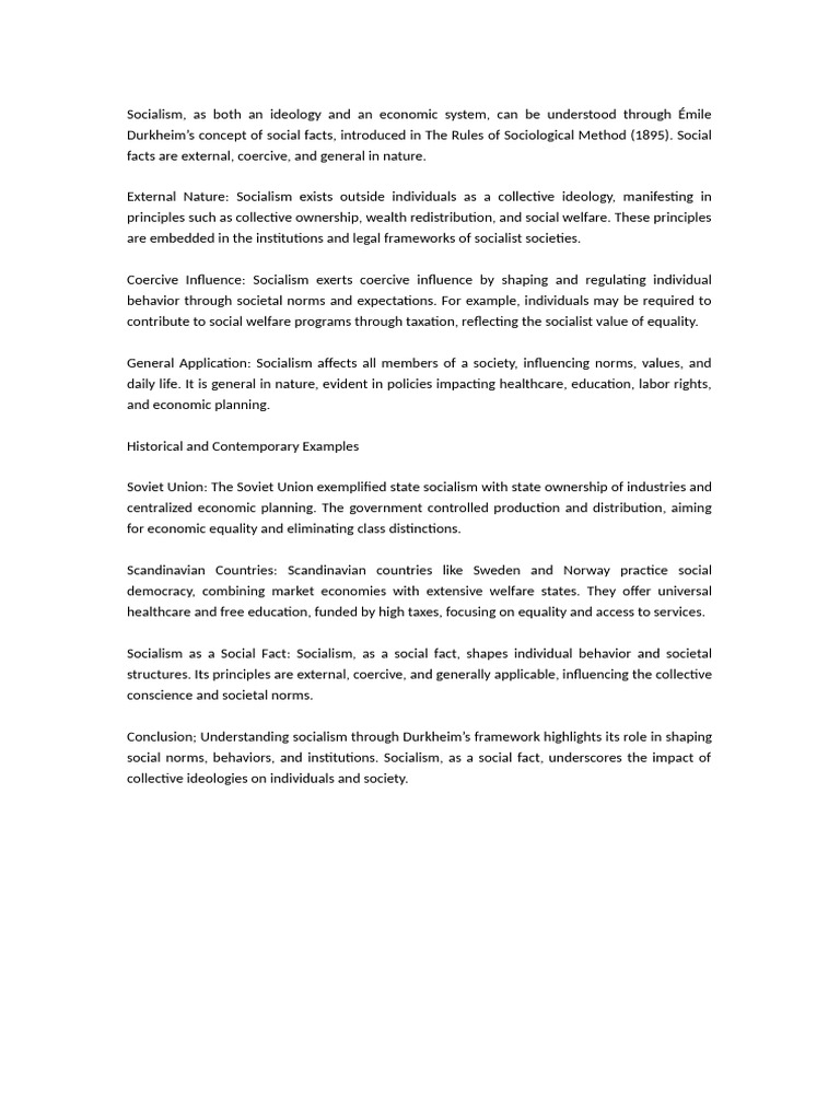 Understanding Socialism as a Social Fact | PDF