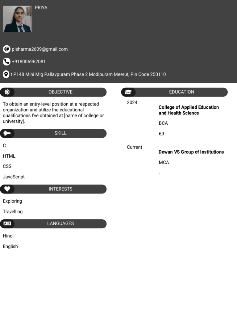 Priya Resume | PDF