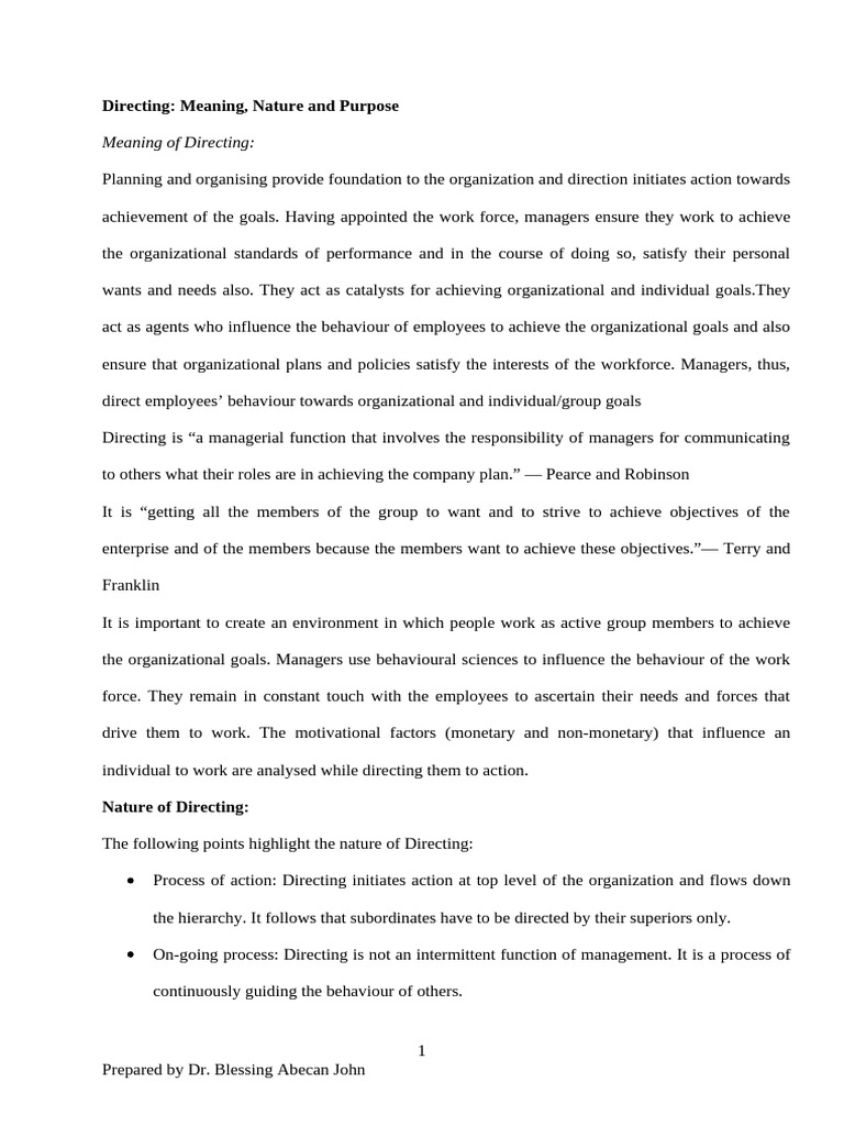 Understanding Directing in Management | PDF | Motivational | Motivation