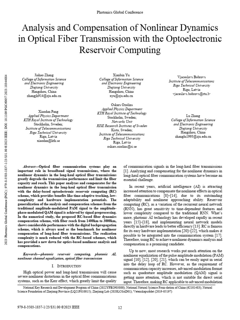 Analysis and Compensation of Nonlinear Dynamics in Optical Fiber ...