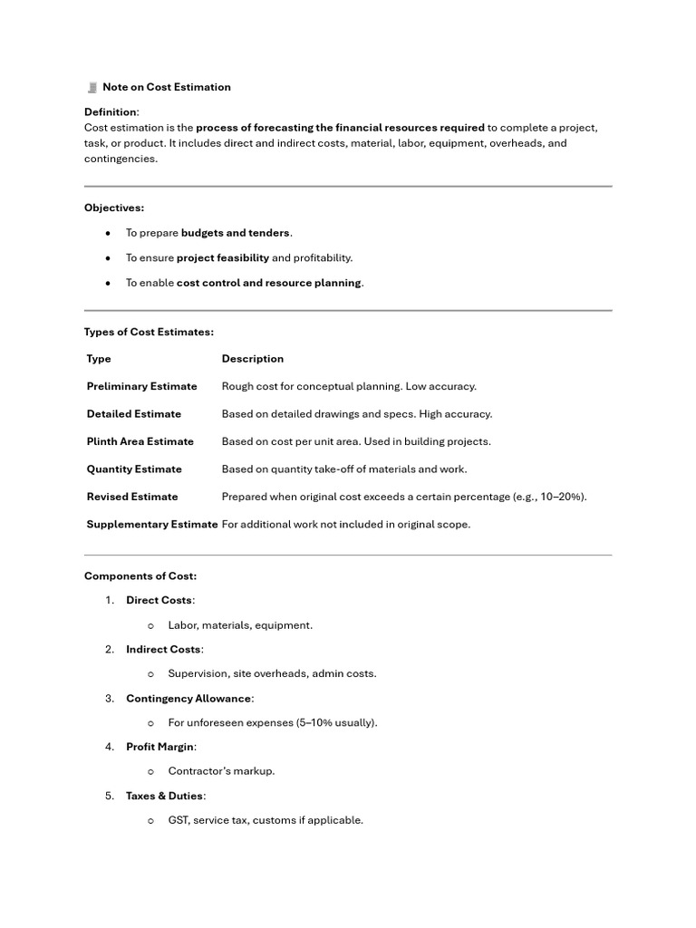 Cost Estimation Process Explained | PDF