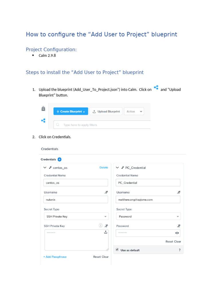 Configure Add User to Project Blueprint | PDF