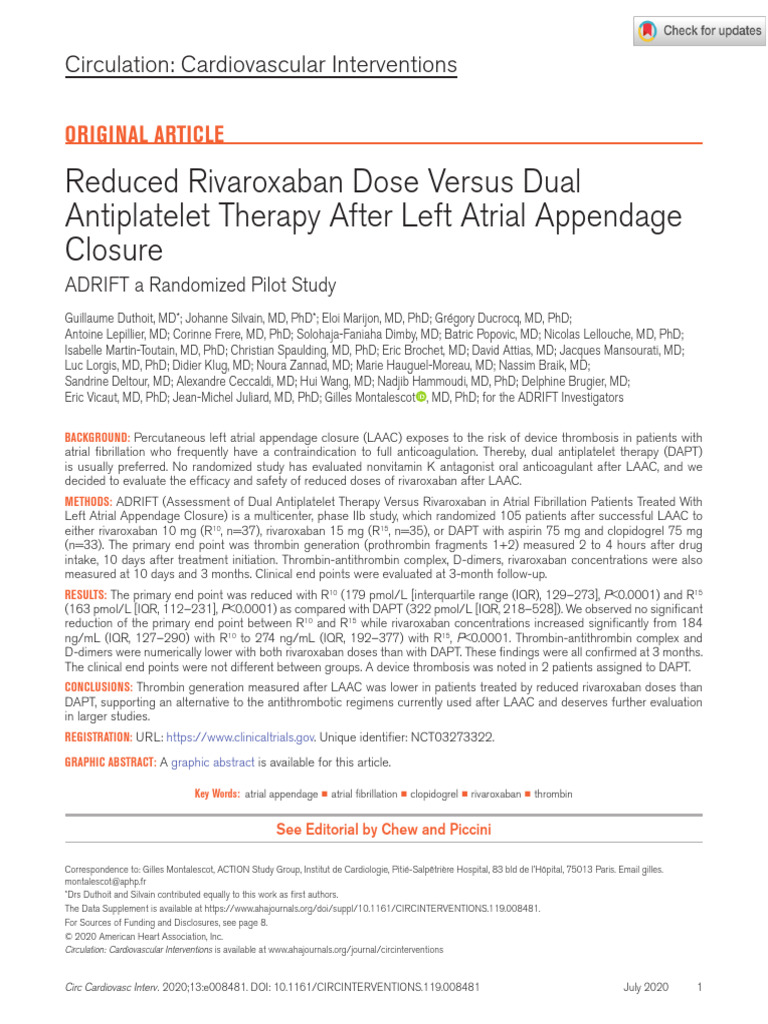 ADRIFT RCT Duthoit 2020 | PDF | Clinical Medicine | Medical Specialties