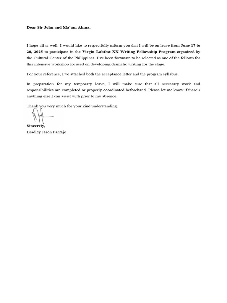 Excuse Letter | PDF