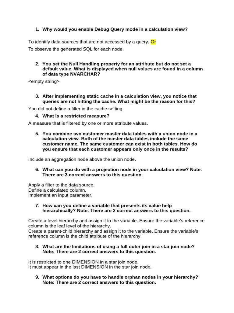 Calculation View Best Practices | PDF | Table (Database) | Databases