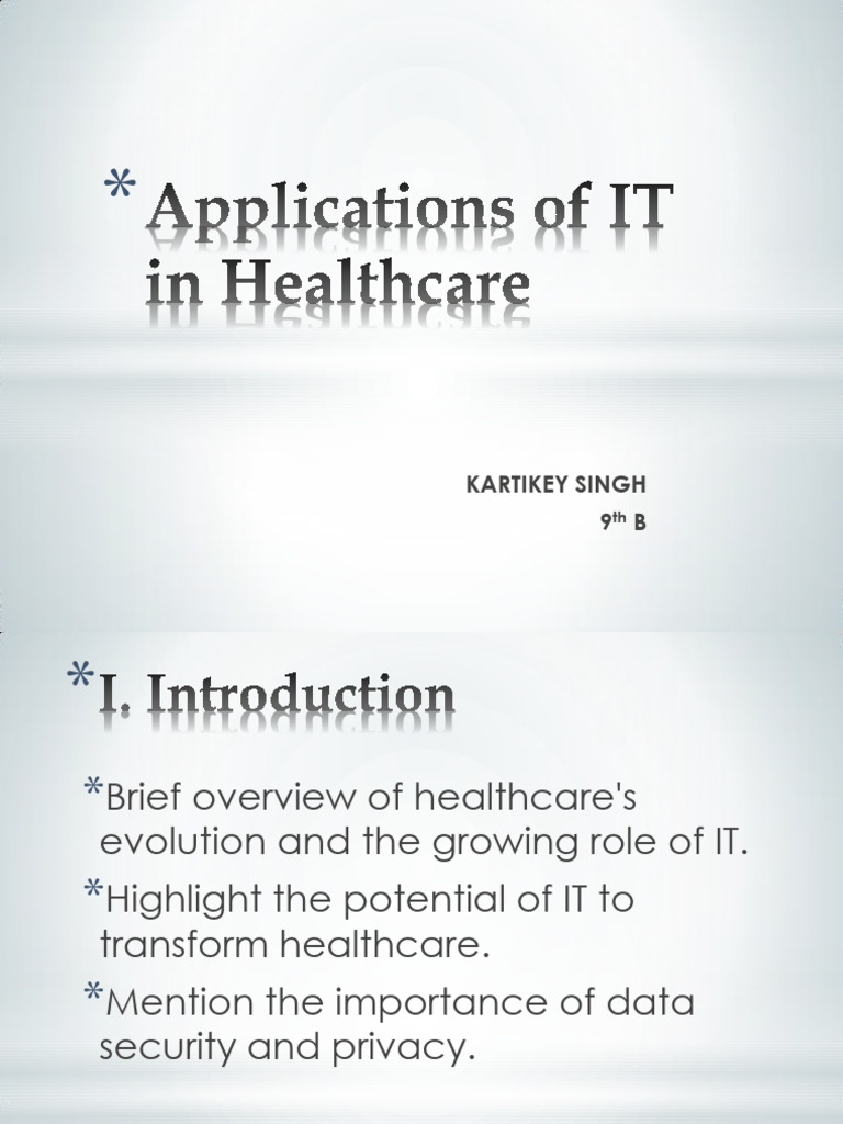 Applications of IT in Healthcare | PDF