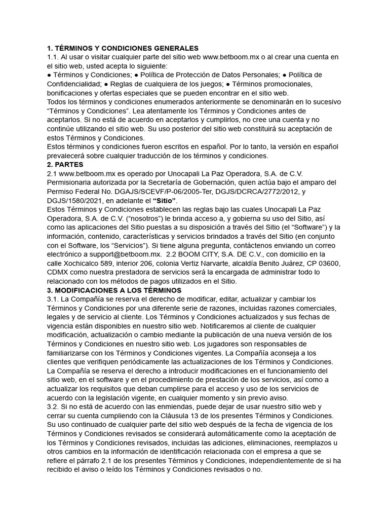 Términos Y Condiciones Generales | PDF | Bancos | Contraseña