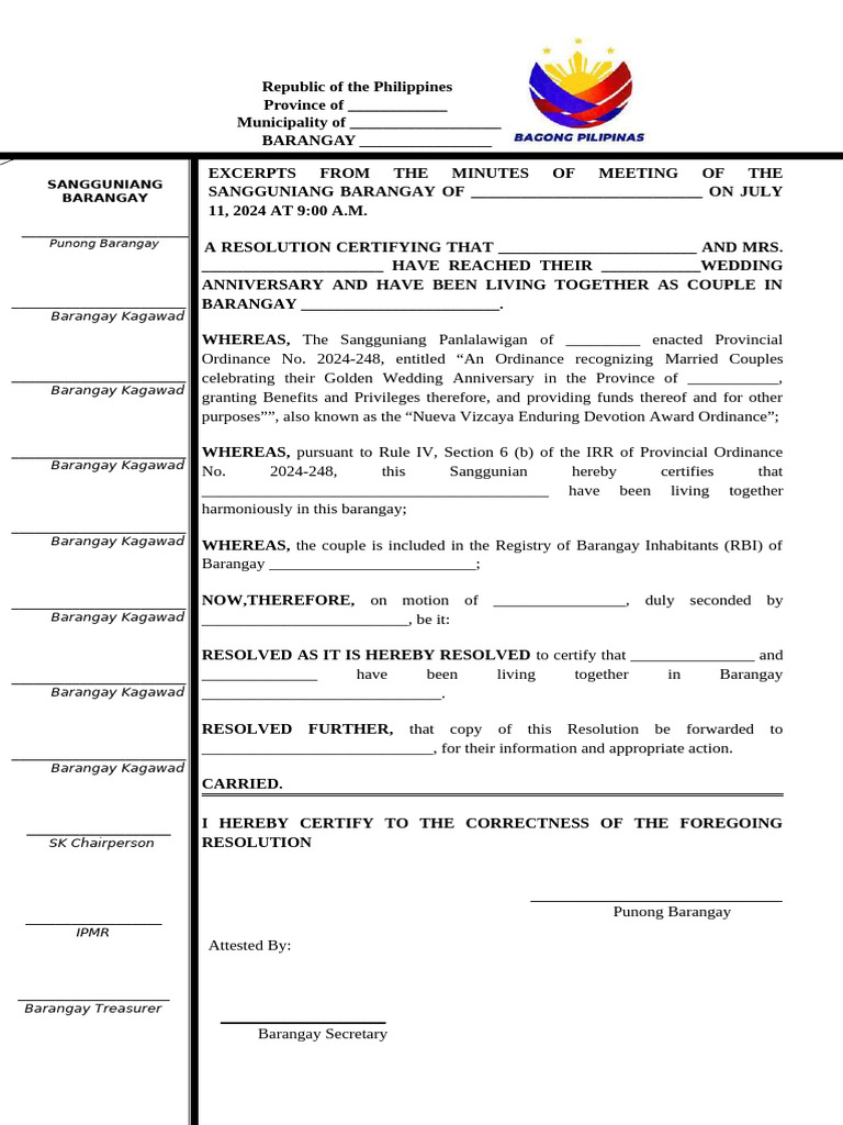Resolution for Golden Wedding Anniversary | PDF | Government | Marriage