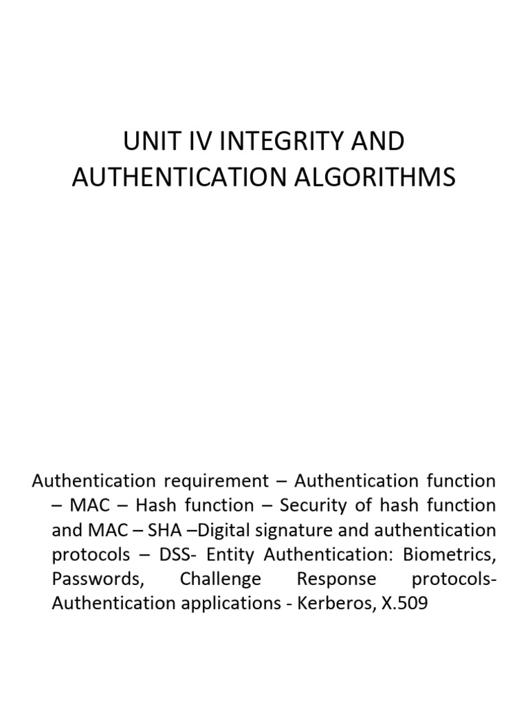 Integrity and Authentication Algorithms | PDF | Public Key Cryptography ...