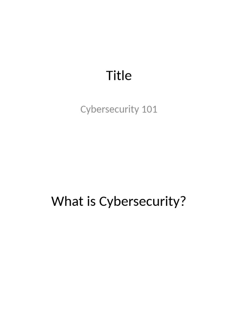 Cybersecurity 101 | PDF