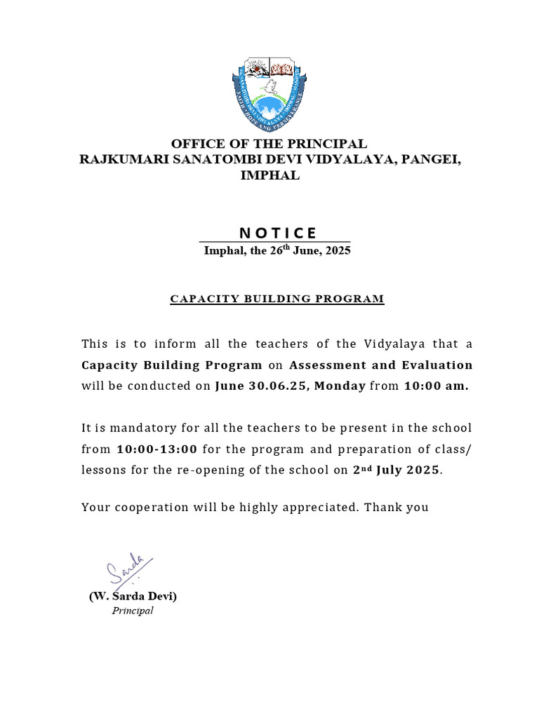 Notice 26th June 2025 (Capacity Building Program) | PDF