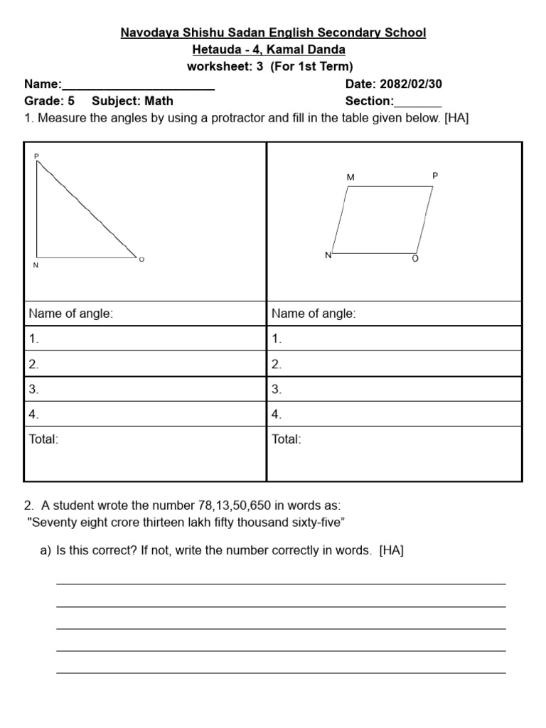 Math Worksheet 4 | PDF