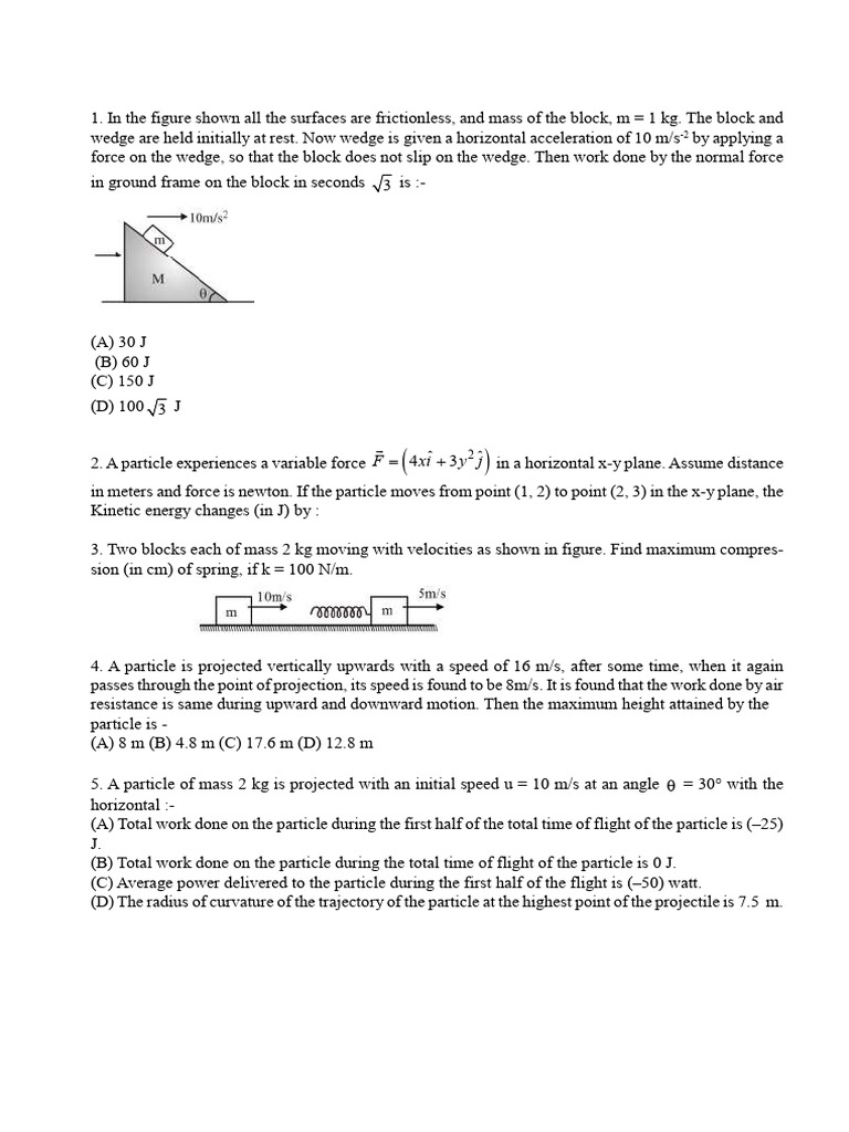 Work and Energy Problems in Physics | PDF | Force | Motion (Physics)