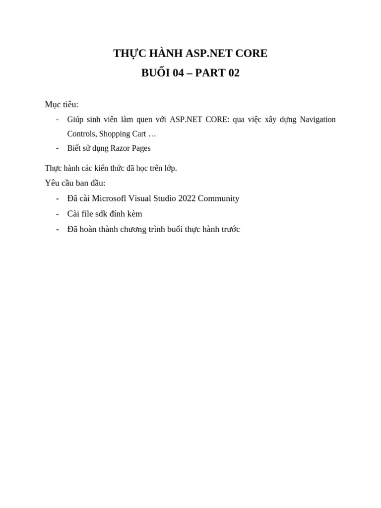 TH ASP - Net Core - Buoi 04 - Part 02 | PDF