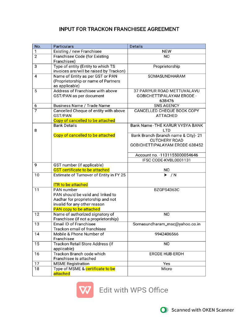 Sns Agency Input Form. | PDF
