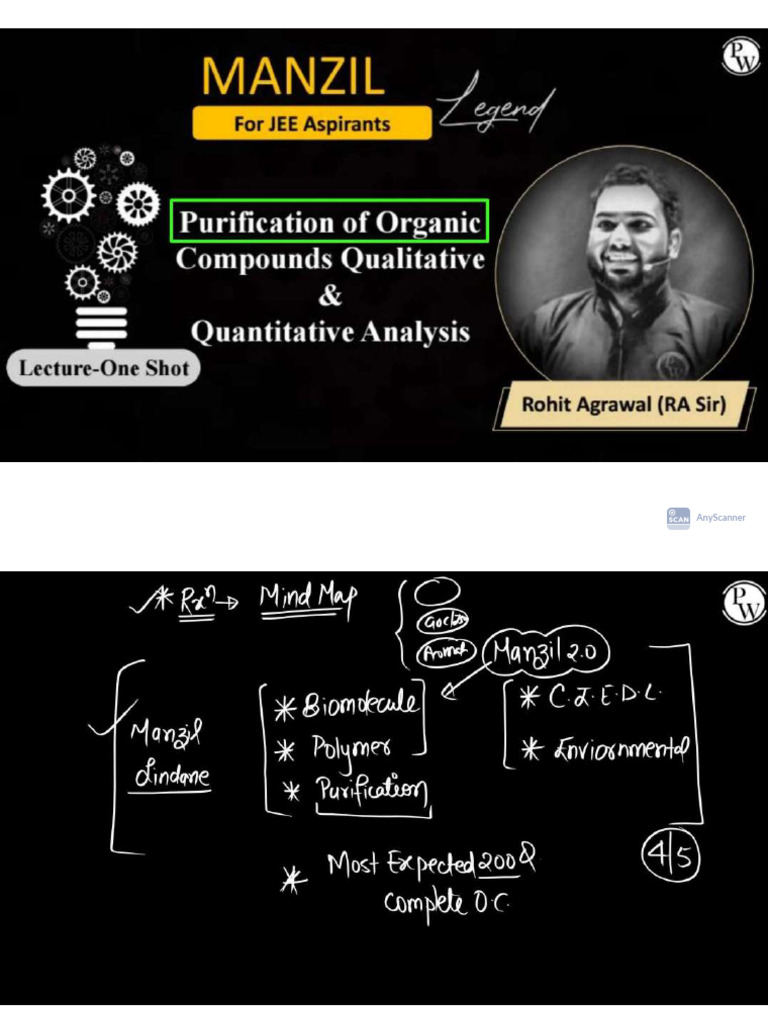Purification of Organic Compounds Class Notes Manzil Legends JEE | PDF