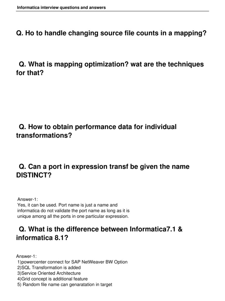 Informatica Interview Q&A Guide | PDF | Parameter (Computer Programming ...
