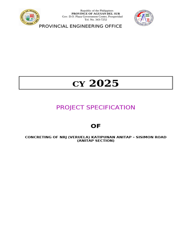 Cover Page For Specifications | PDF