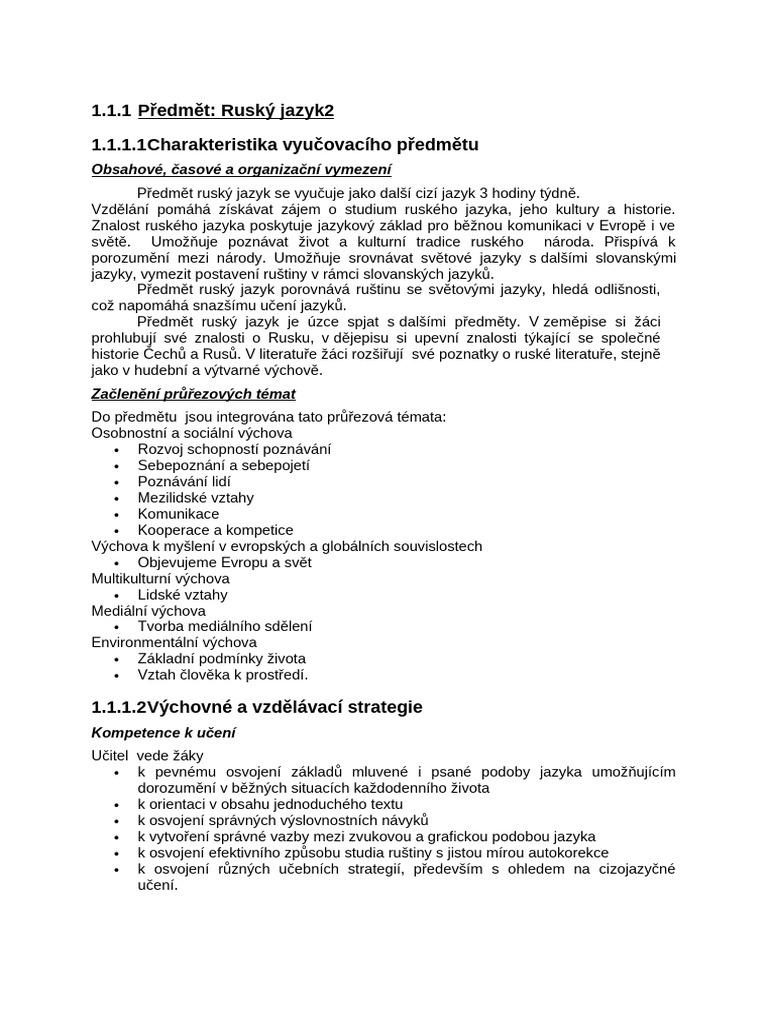 Charakteristika Predmetu Rustina | PDF