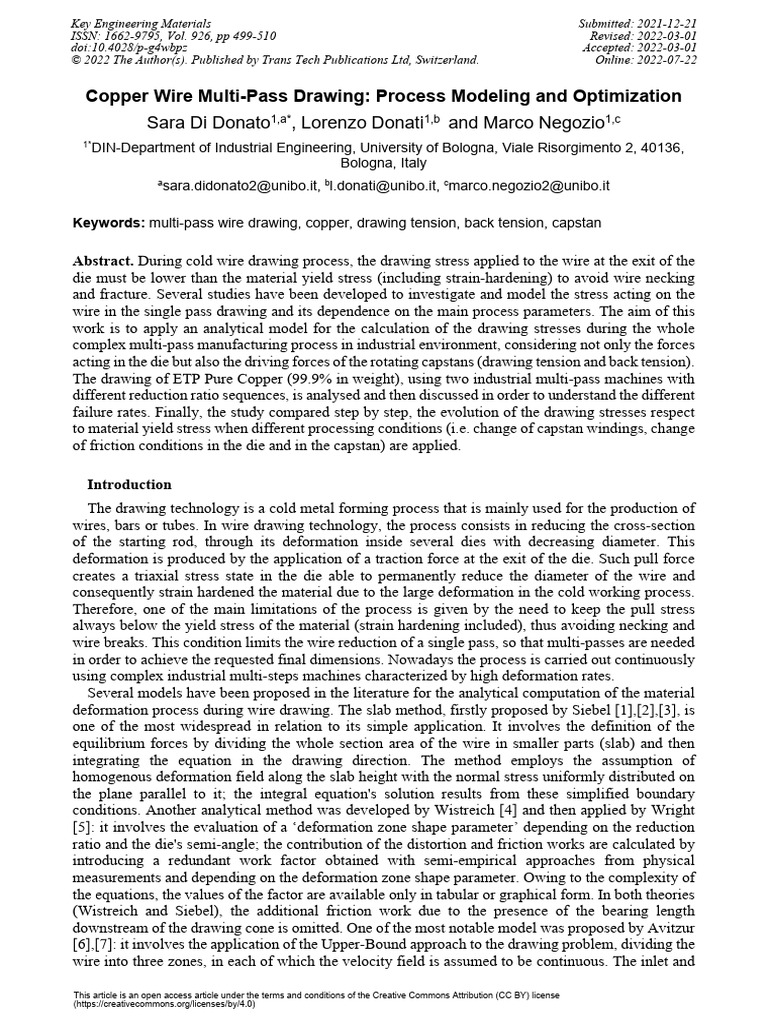 Copper Wire Drawing Process Analysis | PDF | Deformation (Engineering ...