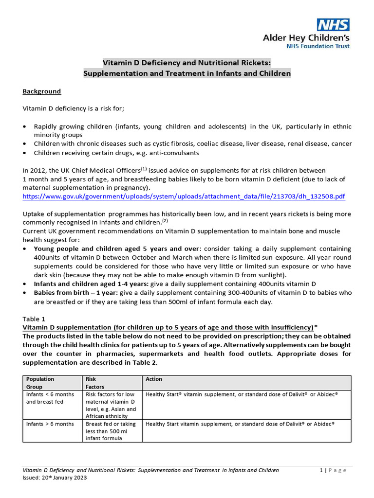 Vitamin D Supplementation for Children | PDF | Vitamin D | Vitamin